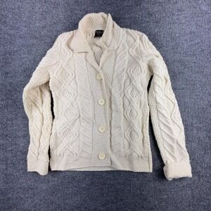 Paul James Sweater Mens Small White Cable Knit‎ Wool Cardigan Button England